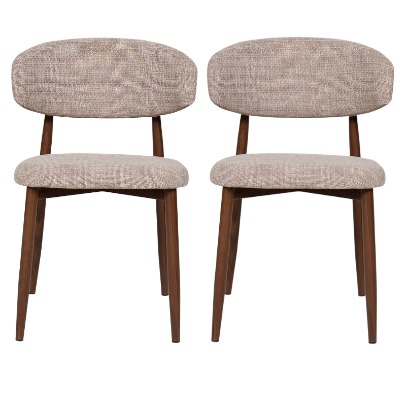 Pack 2 Nordische Esstühle Stahl Nogal Olimpo Beige