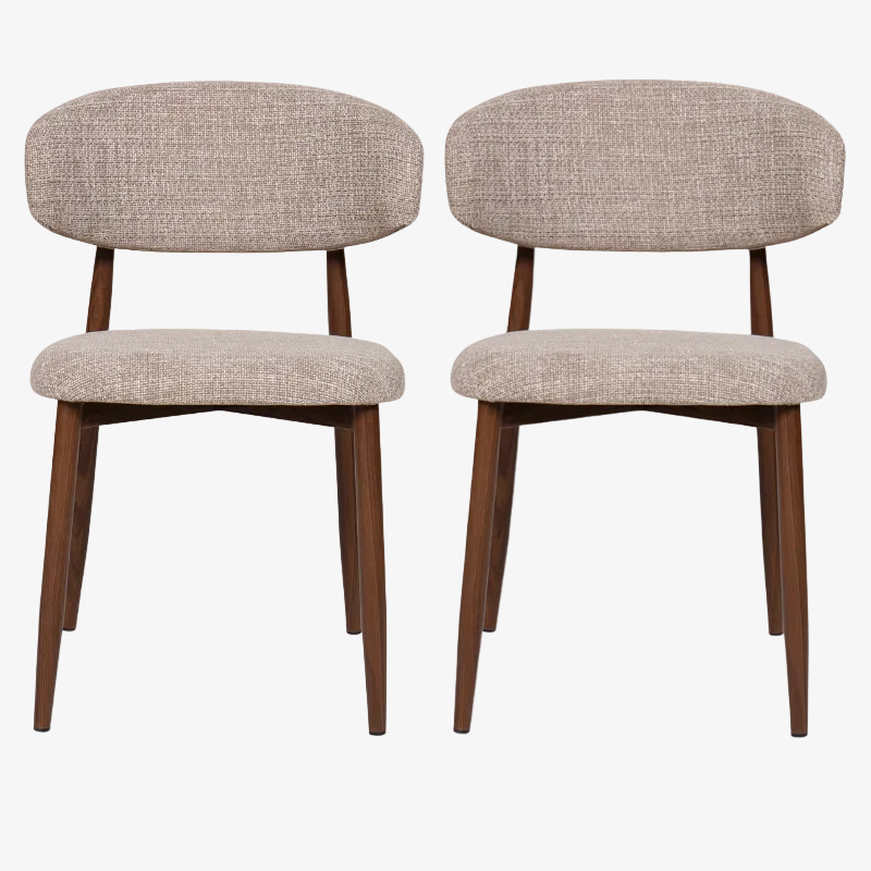 Pack 2 Sillas de comedor nórdica acero nogal Olimpo beige