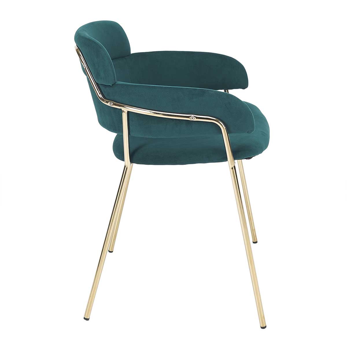 Silla comedor brazos oro terciopelo turquesa Carol - Vintahome