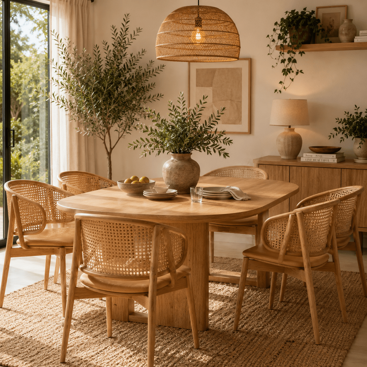 Silla comedor nórdica madera y ratán Greta - Vintahome