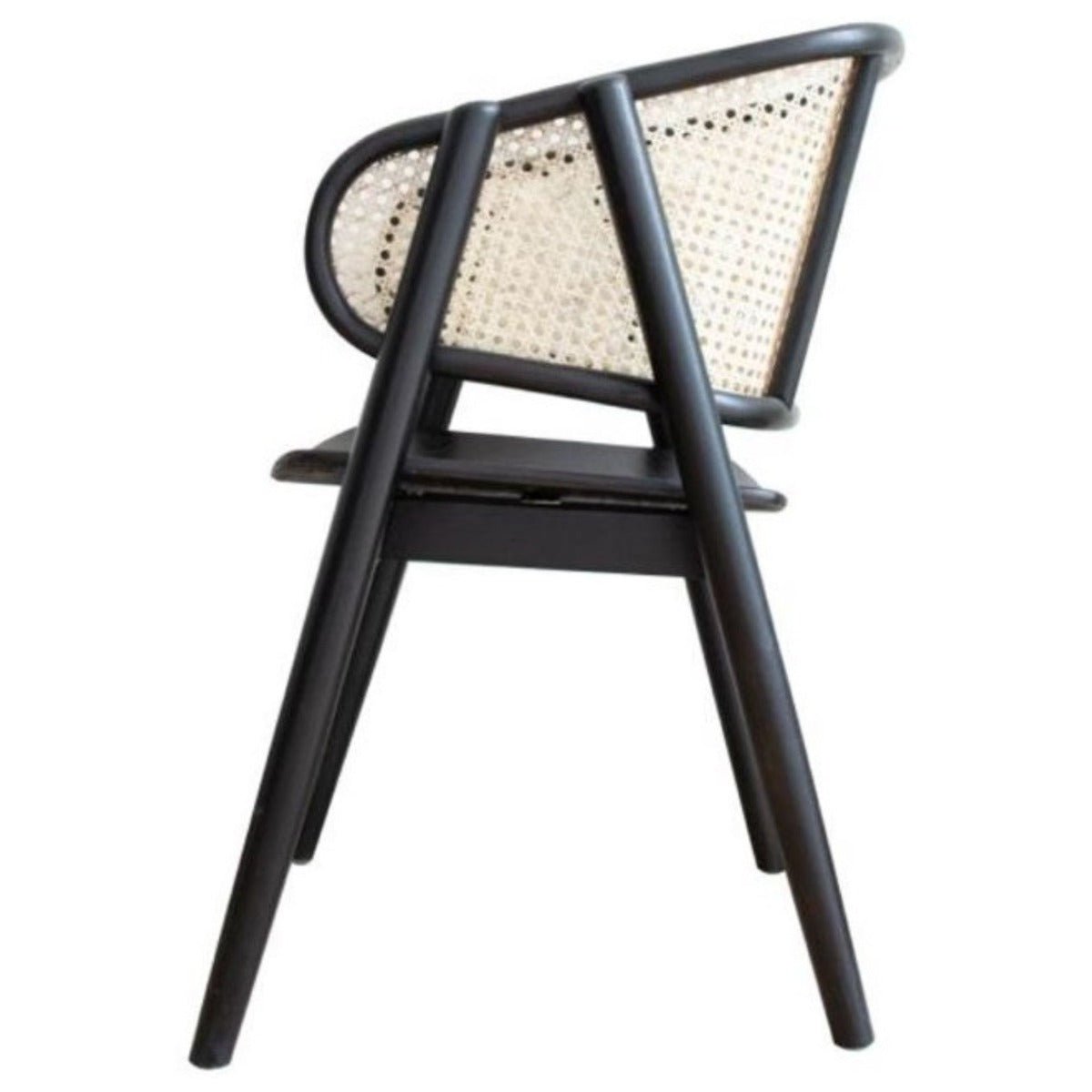 Silla comedor nórdica madera y ratán Greta negra