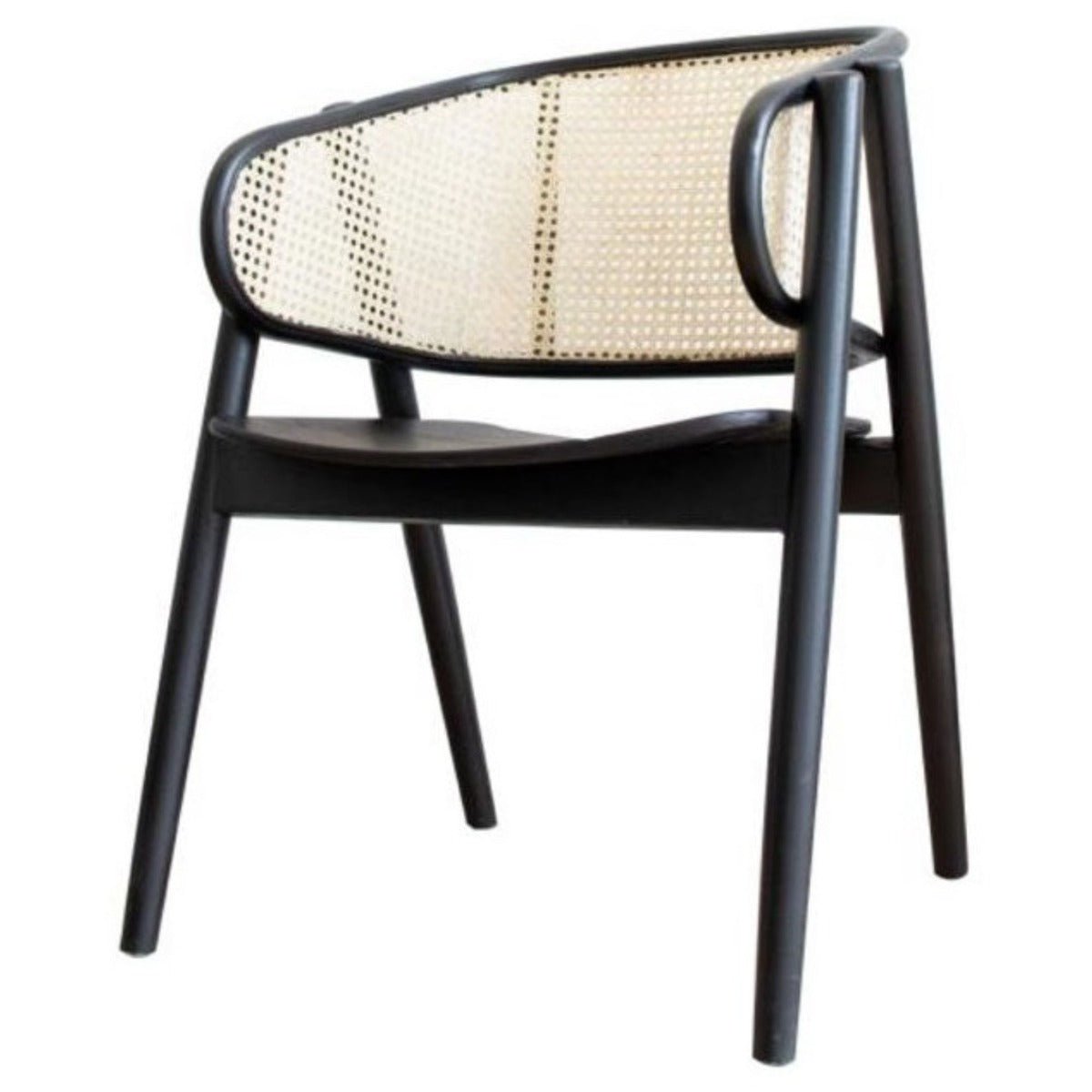Silla comedor nórdica madera y ratán Greta negra
