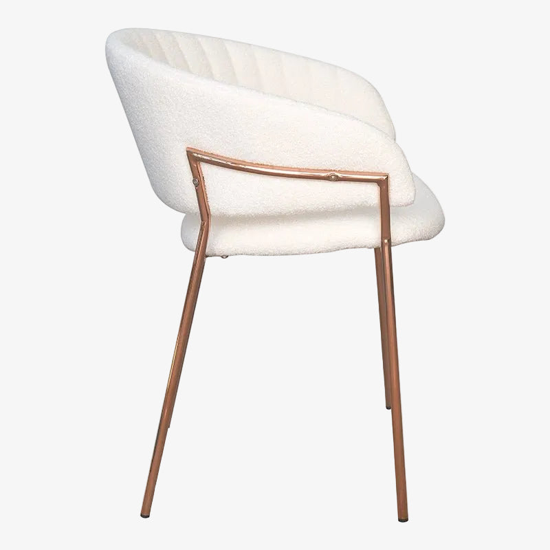 Pacote 2 cadeira de jantar Izma branco bouclé aço metálico