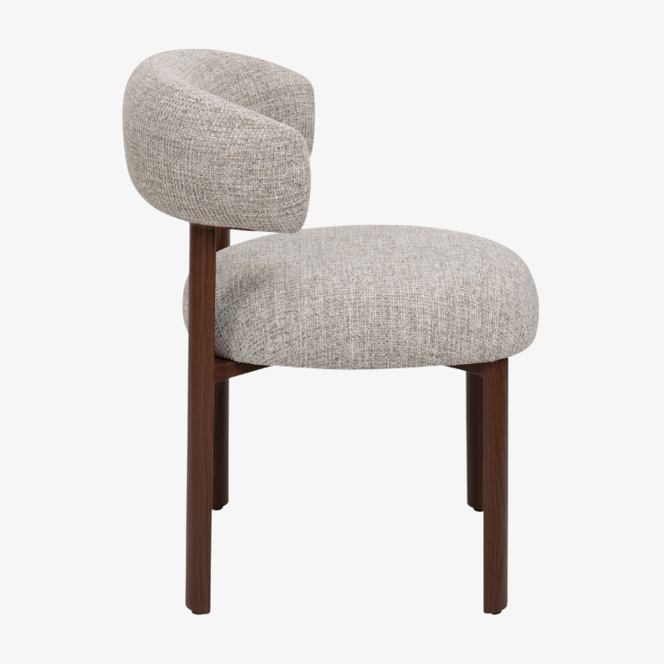 Silla de comedor AUREN tapizada beige acabado nogaL - Vintahome