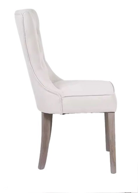 Chaise de salle à manger capitonnée en lin Straus