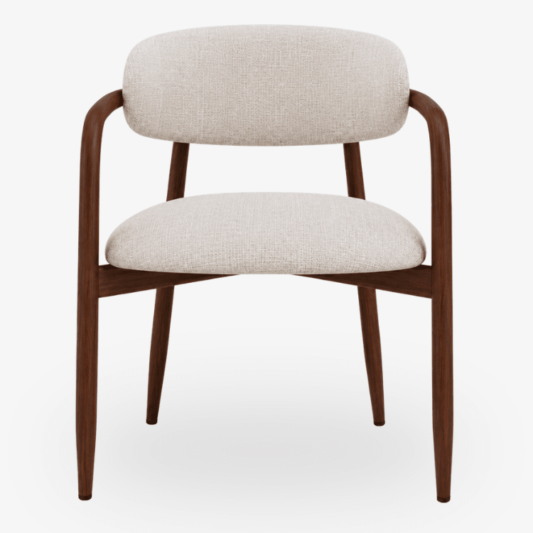 Silla de Comedor con Brazos Olimpo Tapizada en Madera de Nogal - Vintahome