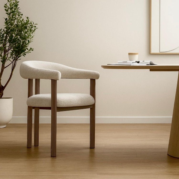 Silla de comedor escandinavo con brazos Hygge tapizado - Vintahome