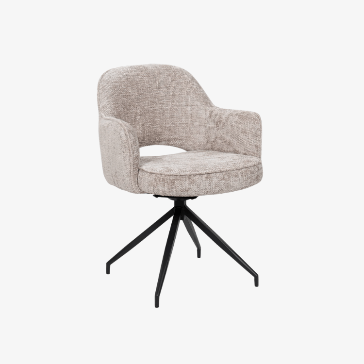 Silla de comedor giratoria Nikola chenilla taupe - Vintahome