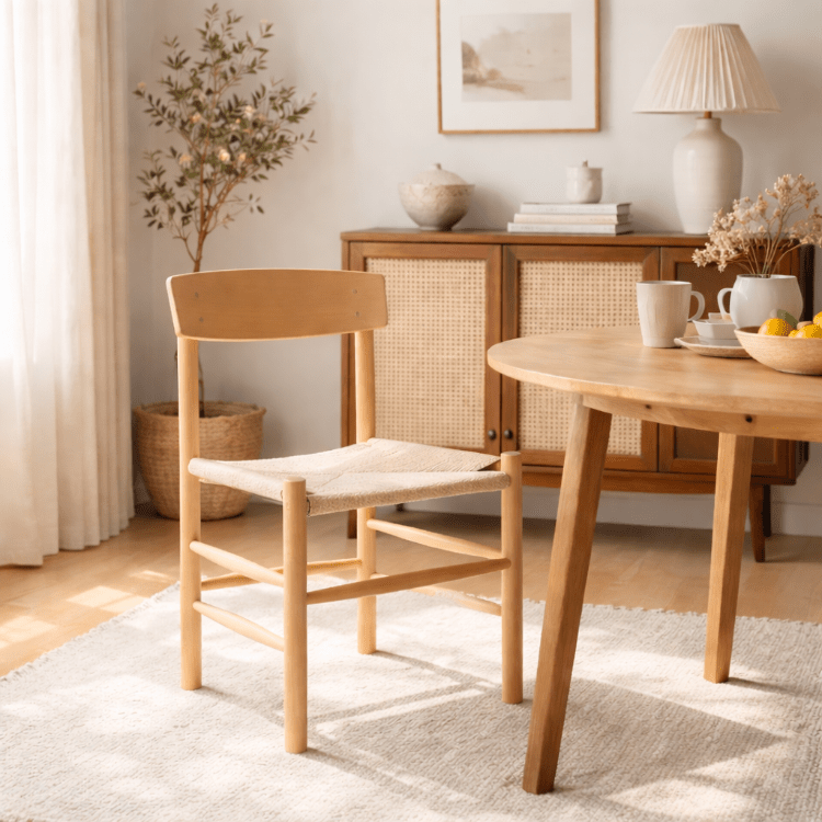Silla de comedor madera de haya asiento cuerda Bilma - Vintahome