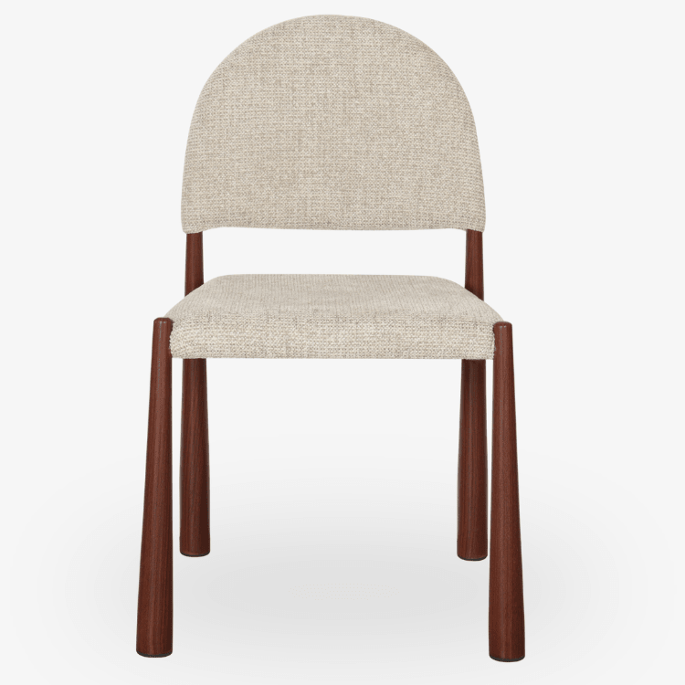 Silla de comedor Maira tapizada beige y efecto nogal - Vintahome