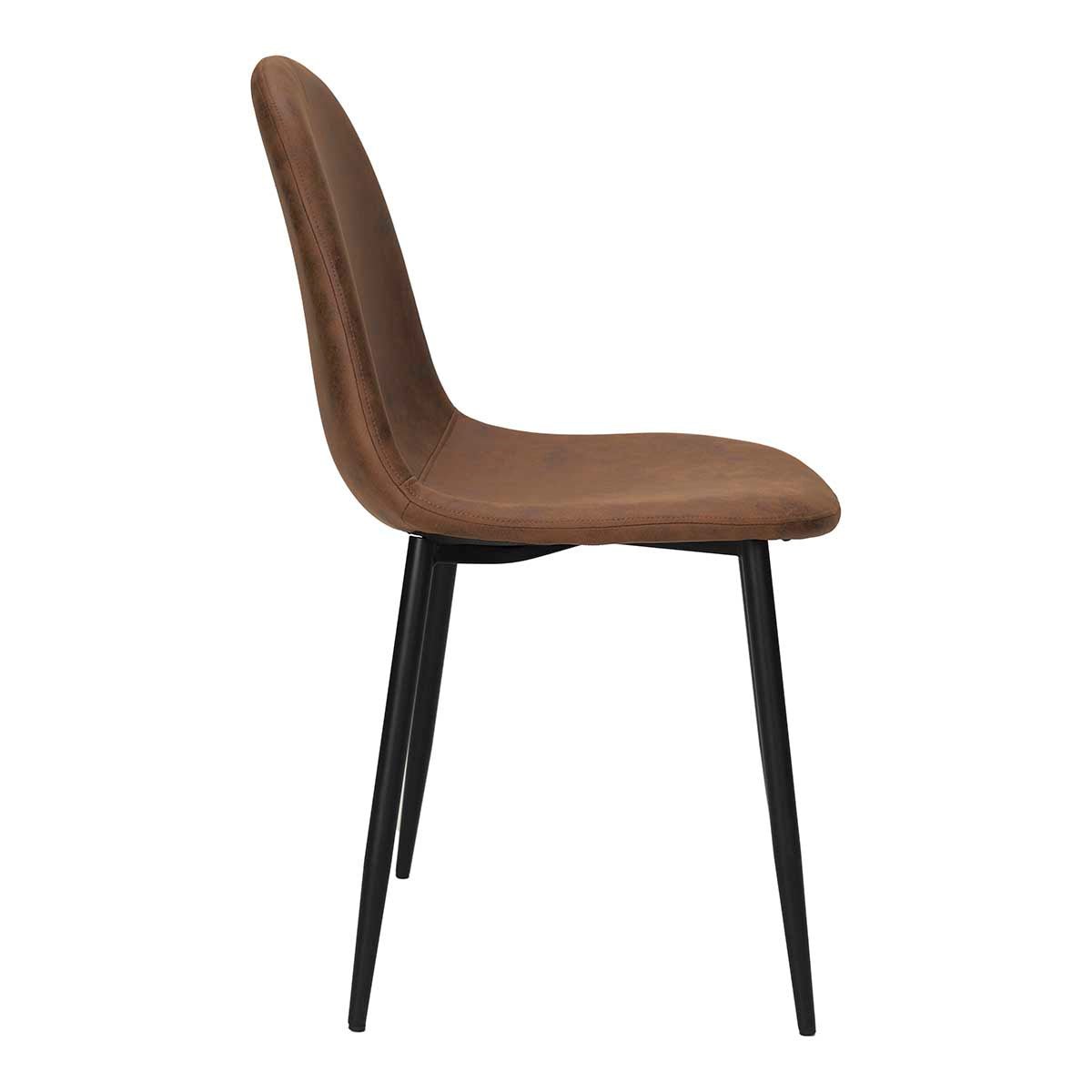 Silla de comedor metal negro microfibra marrón Manila
