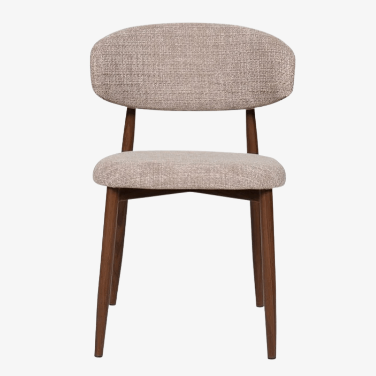 Nordic eetkamerstoel walnoot staal Olimpo beige - Vintahome