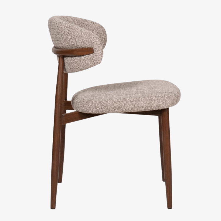 Nordic eetkamerstoel walnoot staal Olimpo beige - Vintahome