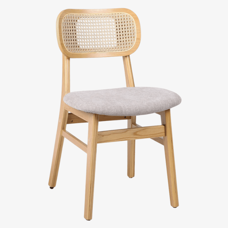 Silla de comedor nórdica madera y ratán Nantes - Vintahome