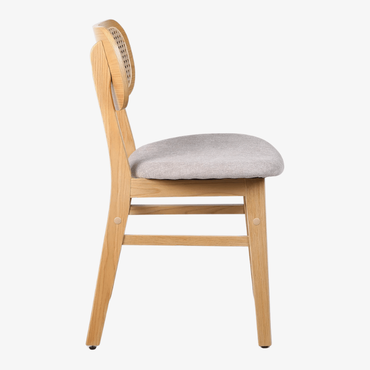 Silla de comedor nórdica madera y ratán Nantes - Vintahome