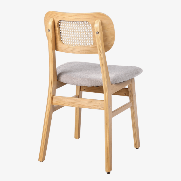 Silla de comedor nórdica madera y ratán Nantes - Vintahome