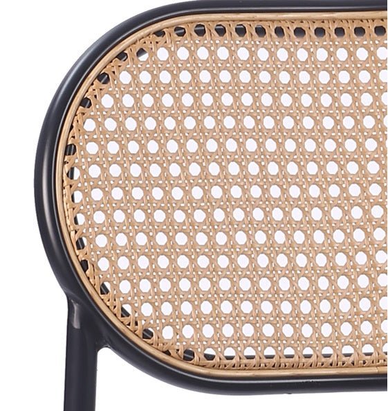 Silla de comedor ratan y asiento tapizado Zaida mostaza - Vintahome
