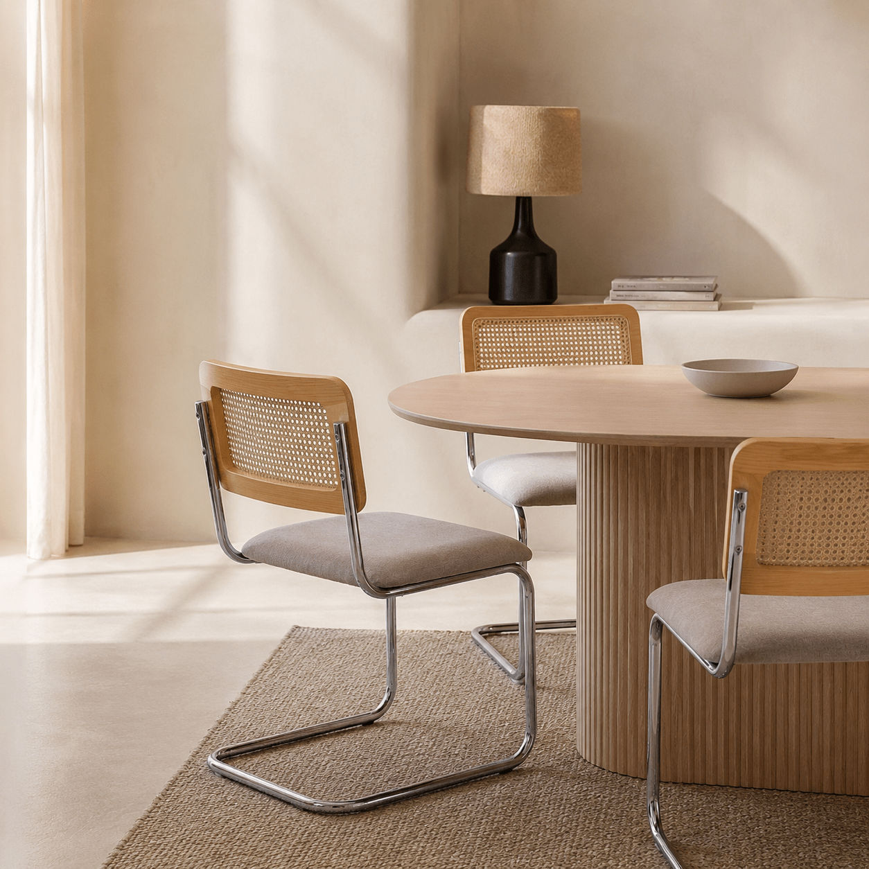 Silla de comedor ratán y tapizada Ninfa - Vintahome