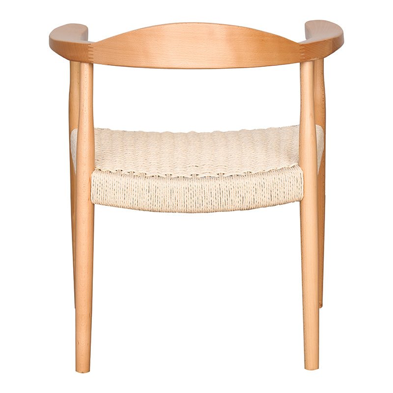 Cadeira de jantar com braços de madeira e assento Nevu enea natural