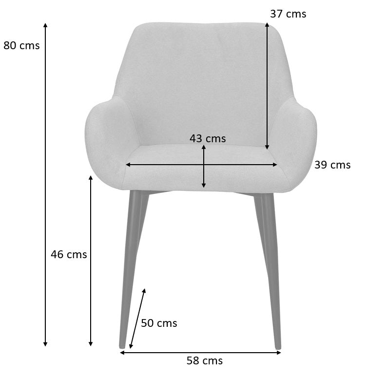 Silla de comedor reposabrazos metal negro tejido Helia