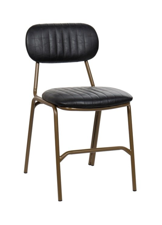 Silla de comedor vintage acero dorado y semipiel Jerald - Vintahome