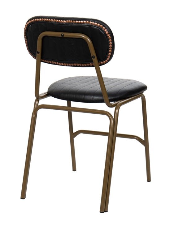 Silla de comedor vintage acero dorado y semipiel Jerald - Vintahome