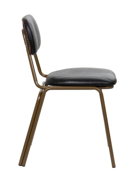 Silla de comedor vintage acero dorado y semipiel Jerald - Vintahome
