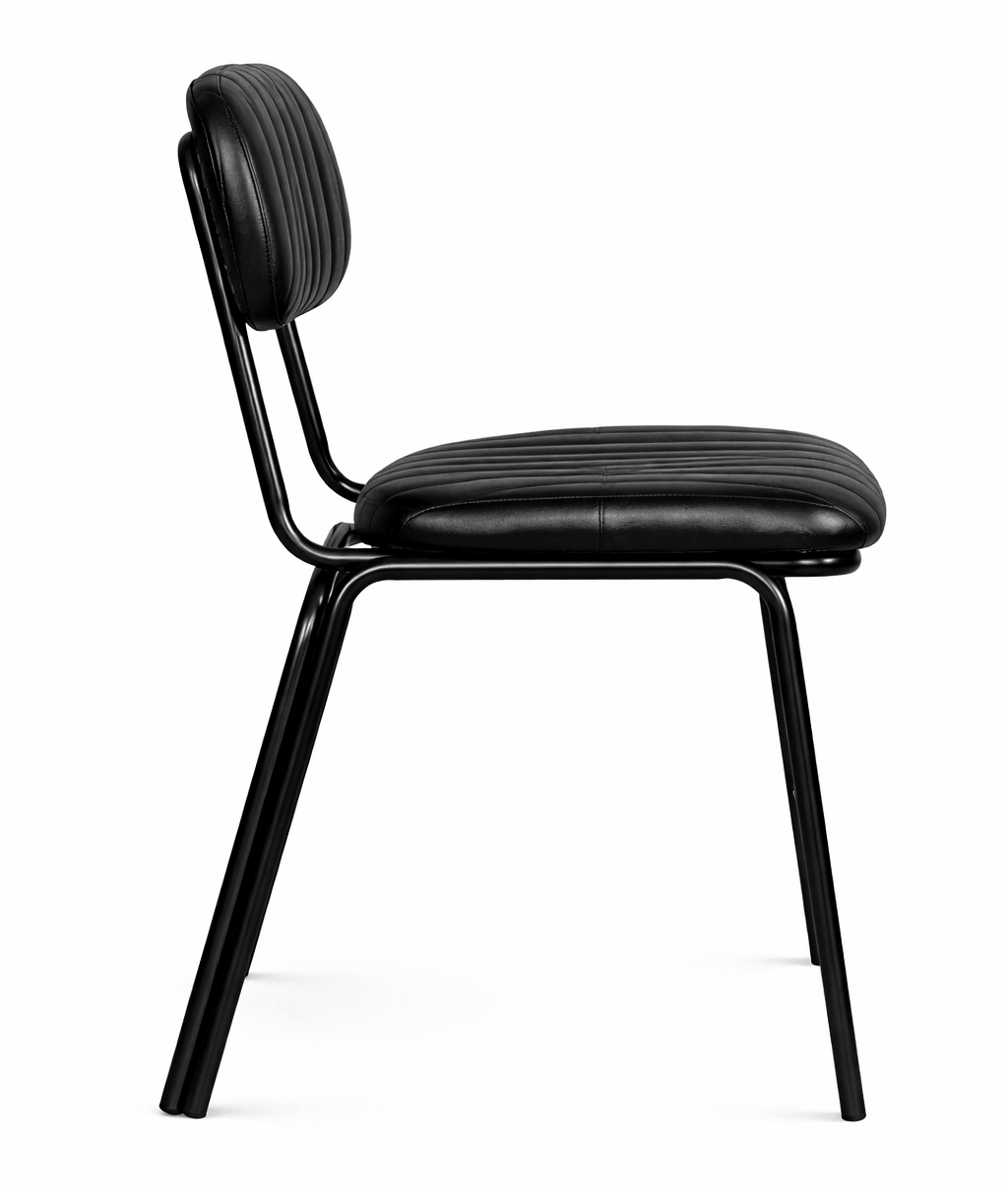 Vintage zwart staal en halflederen Jerald eetkamerstoel - Vintahome