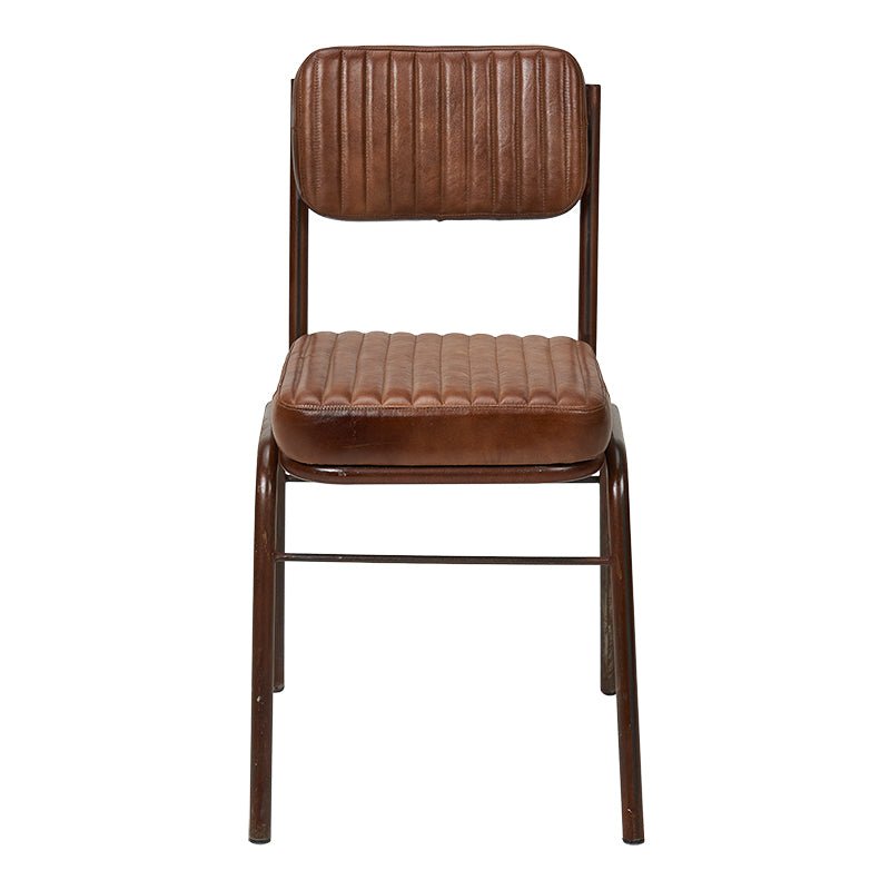 Brauner Leder -Vintage Essstuhl
