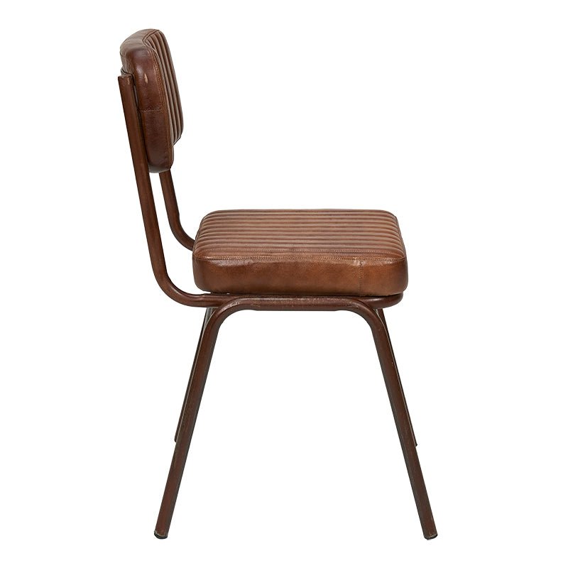 Brauner Leder -Vintage Essstuhl