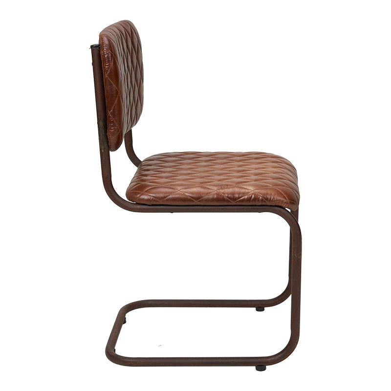 Vintage eetkamerstoel Leer Martell Rombos