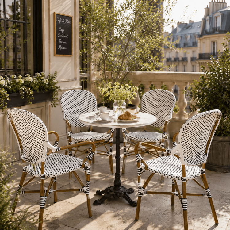 Silla de terraza Bistro Parisina Arzu blanco - Vintahome