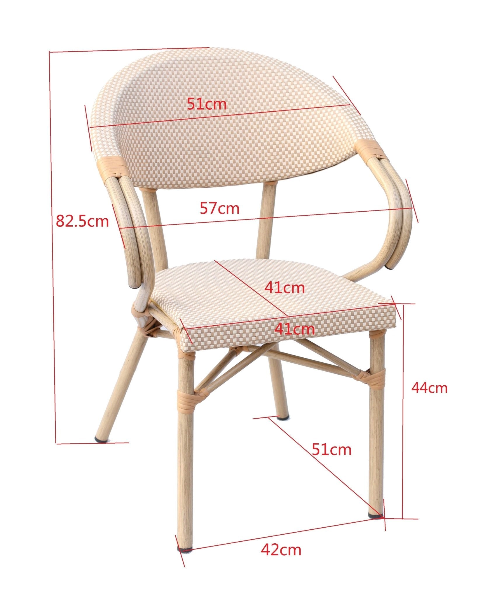 Silla parisina brazos bambú beige Dahlia
