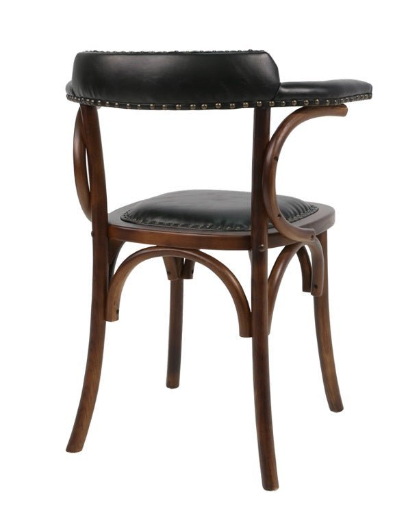 Silla vintage bistro apoyabrazos madera tapizado Bona negro - Vintahome