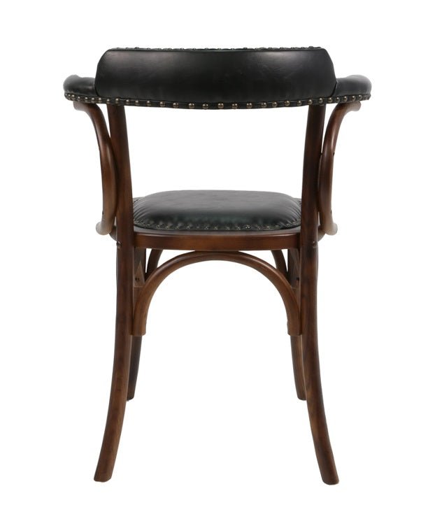 Silla vintage bistro apoyabrazos madera tapizado Bona negro - Vintahome