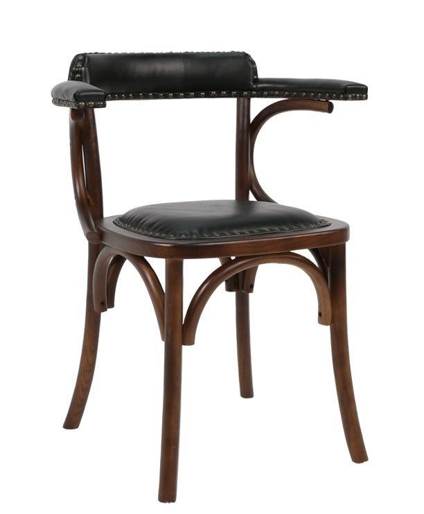 Silla vintage bistro apoyabrazos madera tapizado Bona negro - Vintahome