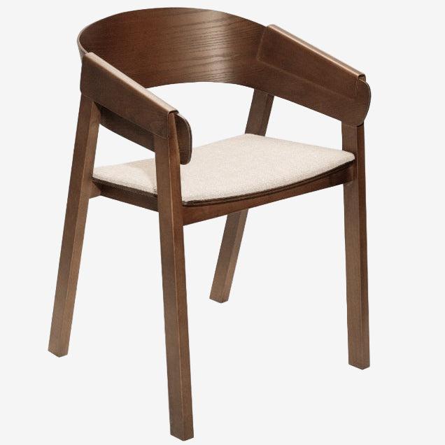 Eetstoel met hout -hout -armleuningen
