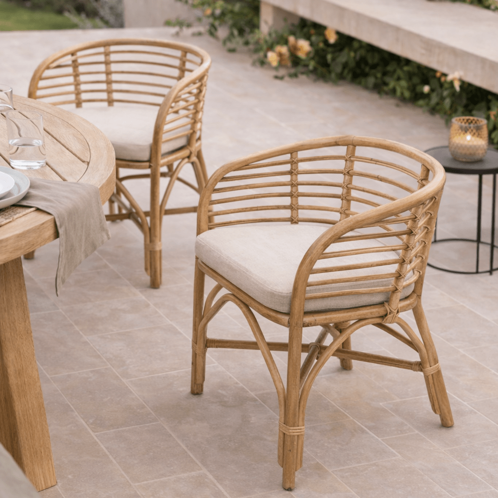Sillón de comedor con brazos bambú natural Malawi - Vintahome