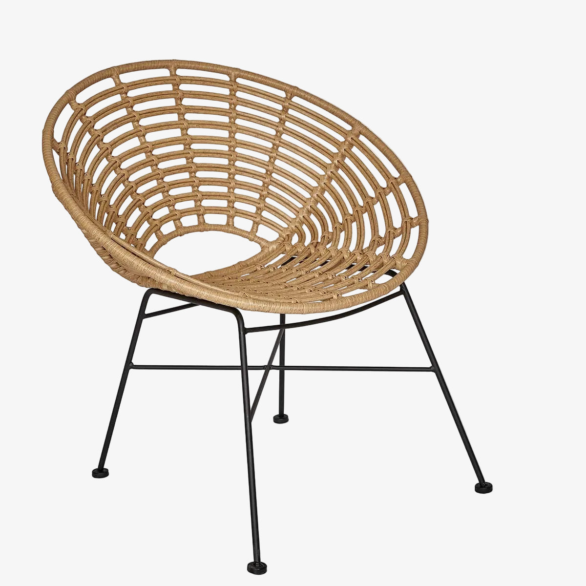 Synthetisches Rattan und Schwarzstahl -Sesselnest