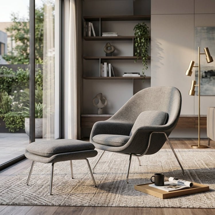 Sillón lounge tapizado con reposapiés Noma - Vintahome