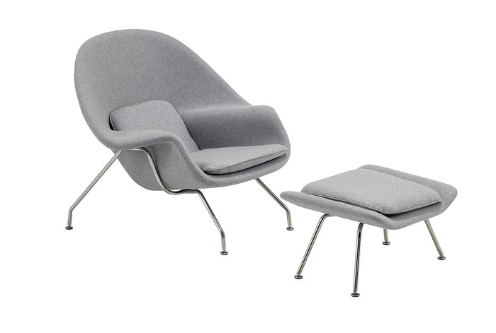 Sillón lounge tapizado con reposapiés Noma