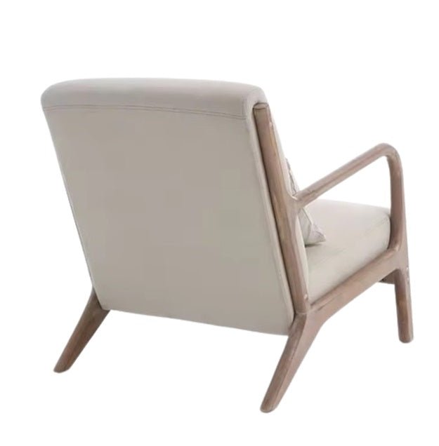 Sillón nórdico madera tapizado lino beige - Vintahome