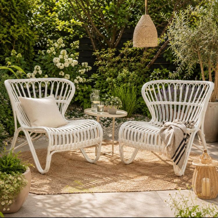 Sillón de ratán sintético blanco Mykonos - Vintahome