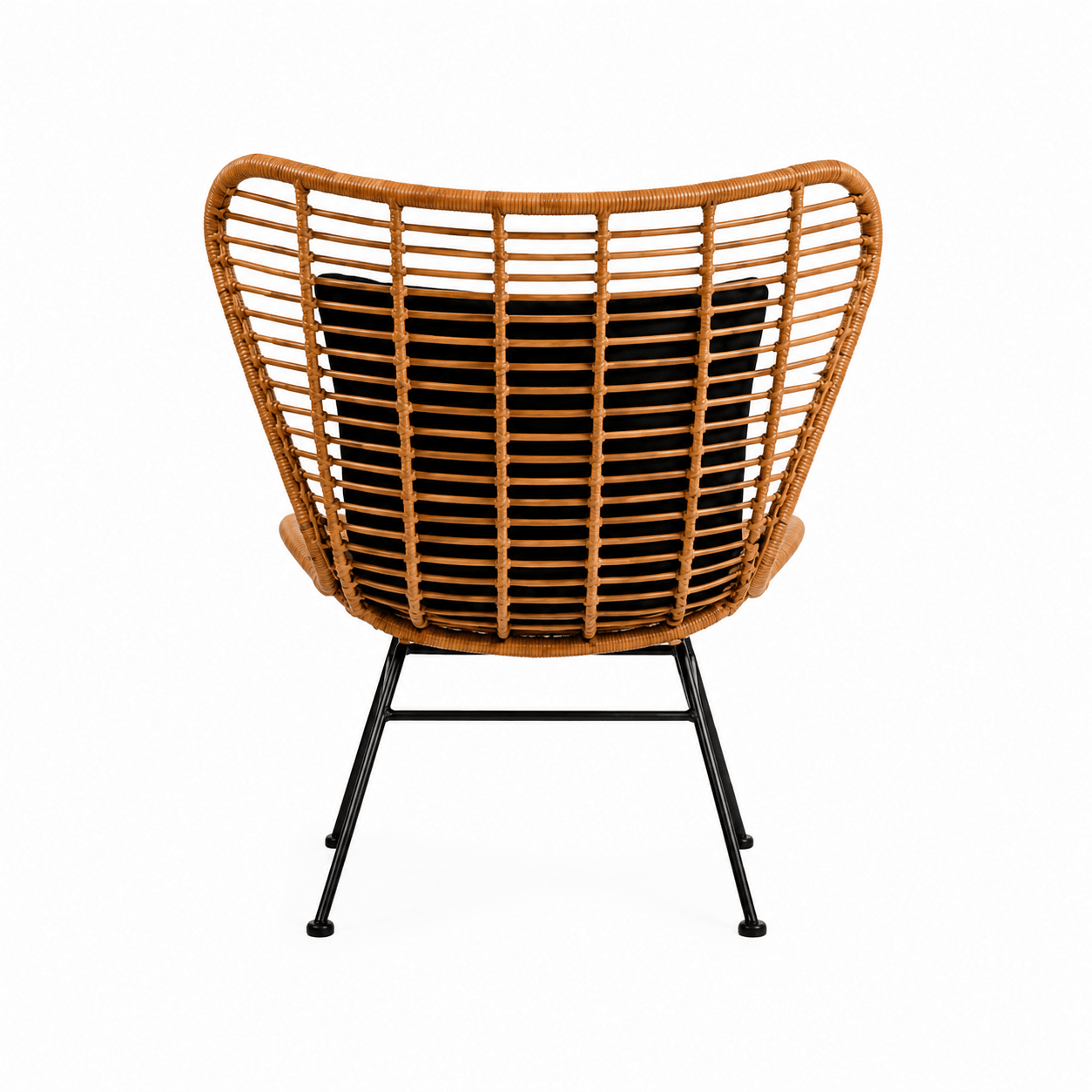 Fauteuil Madame en rotin synthétique et acier noir - Vintahome