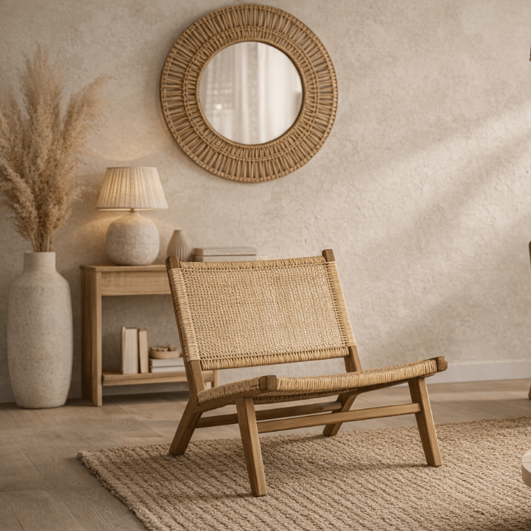 Sillón relax madera de teca y rattán natural Vaiana - Vintahome