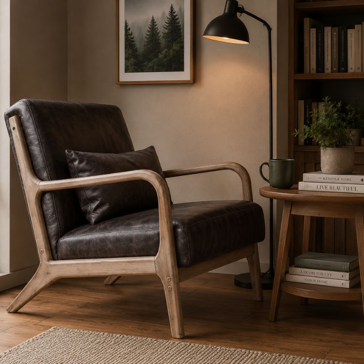 Sillón vintage semipiel envejecida Miño - Vintahome