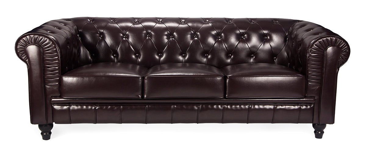 Sofá 3 plazas chesterfield semipiel - Vintahome