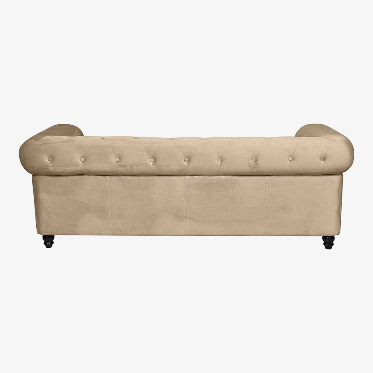 Sofá 3 lugares chesterfield de veludo bege - Vintahome