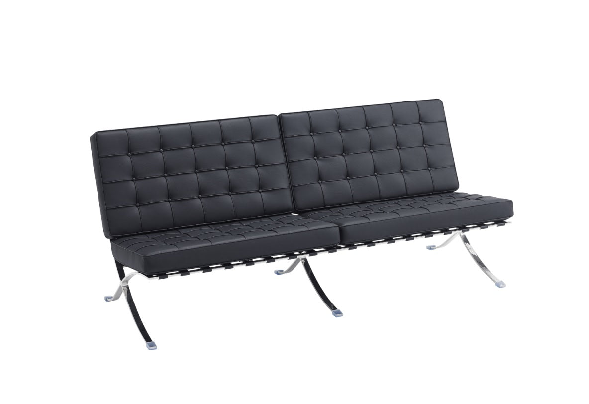 Sofá semi-pele Barna Black de 3 lugares