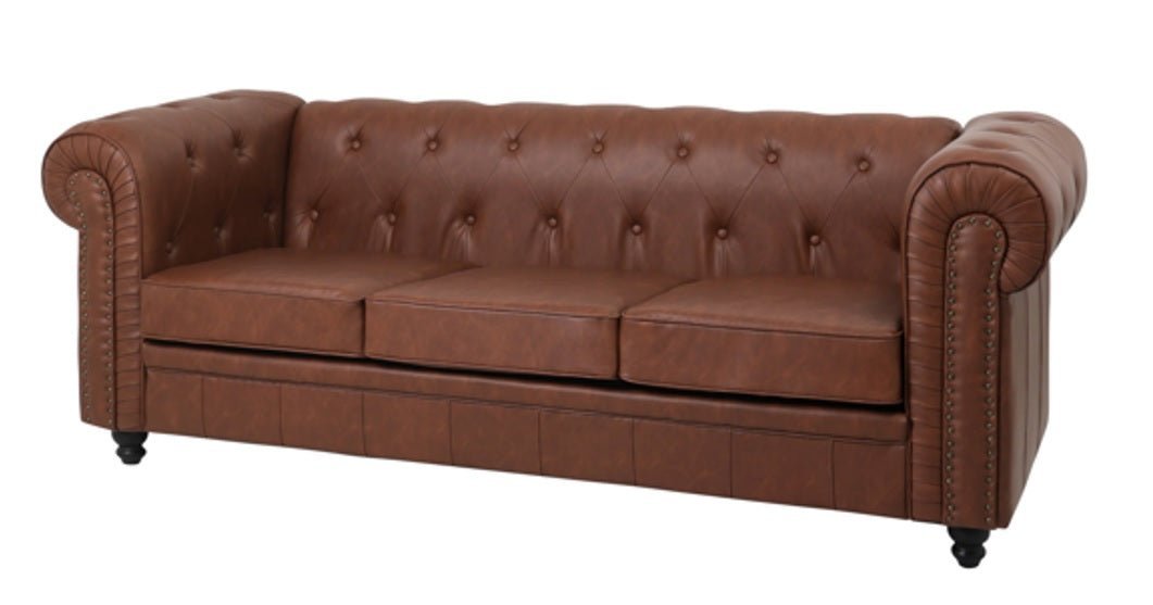 Sofá chesterfiel 3 plazas marrón vintage - Vintahome